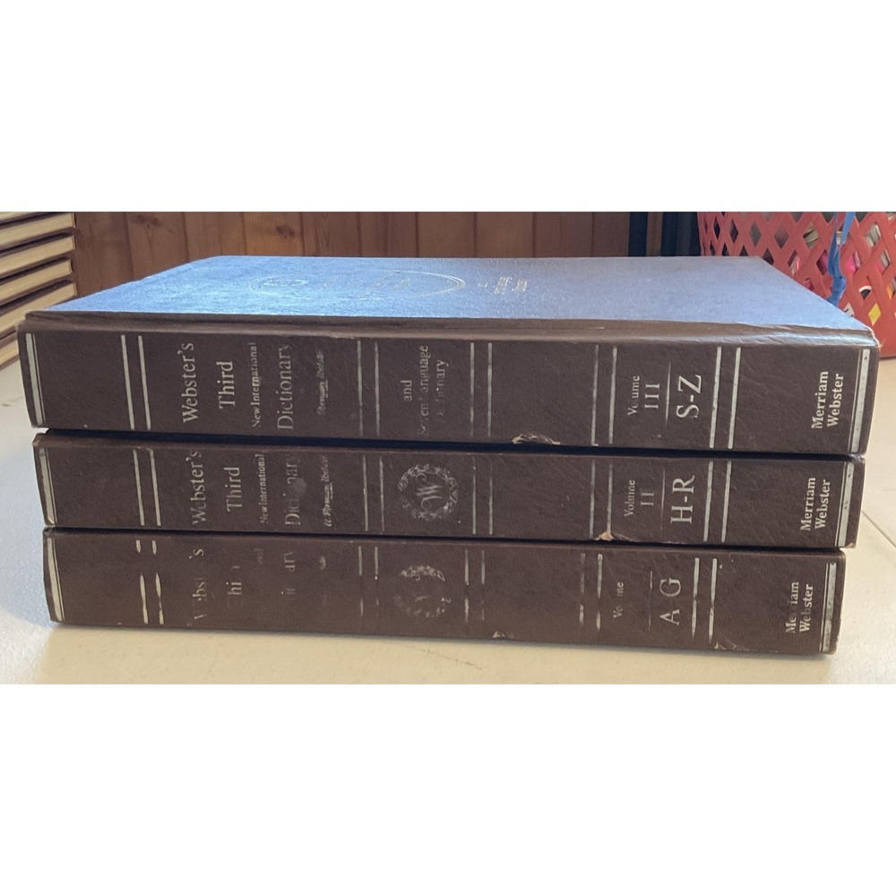 Webster's Third New Intl Dictionary Gove Merriam-Webster Brown 3 Vol HC USA